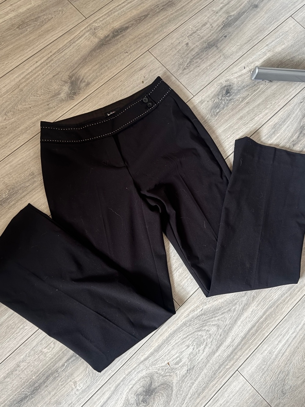 le chateau Black Dress Pants with Subtle Waist Stitching